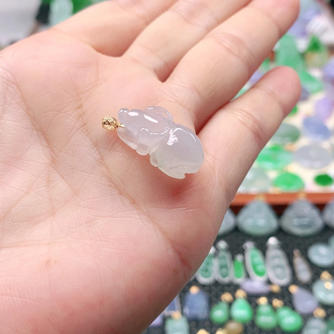 翡翠18K金镶嵌吊坠(不含链)