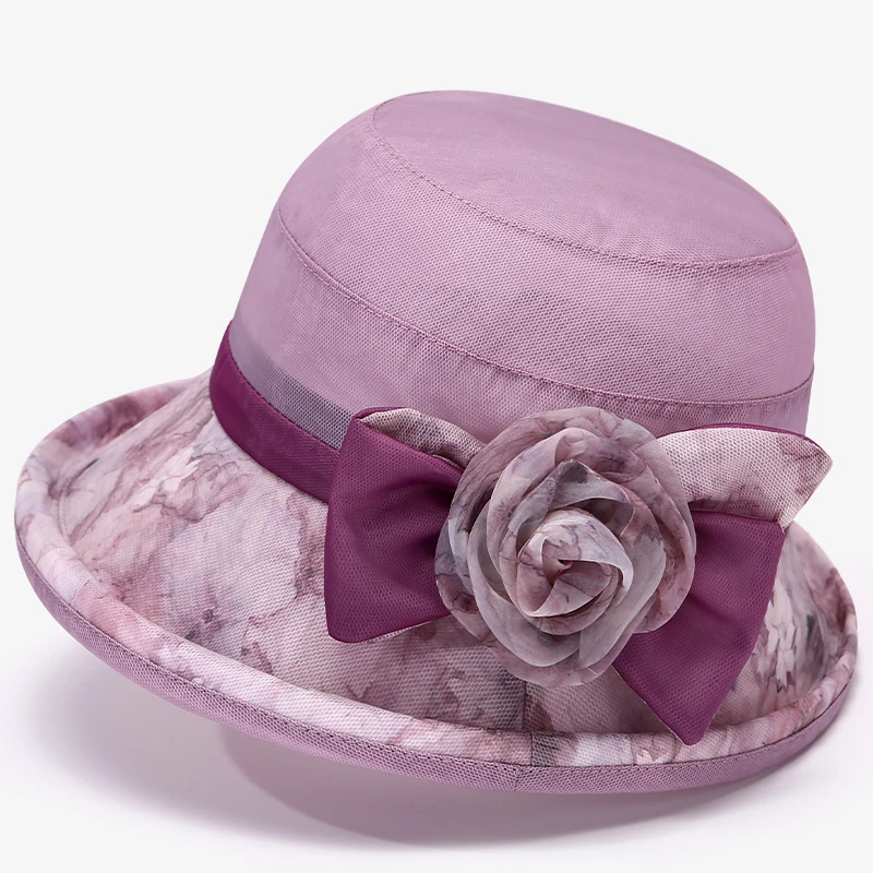 女夏天妈妈薄款遮阳帽中老年人帽子透气盆帽奶奶凉帽渔夫帽太阳帽