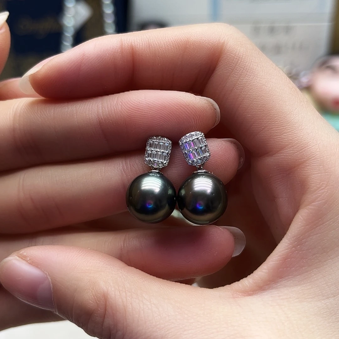 海水珍珠耳饰银S925镶嵌