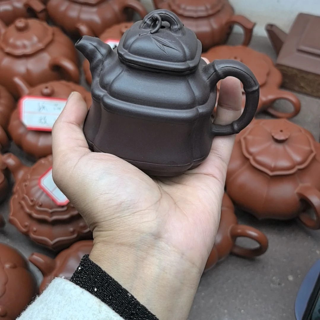 凯***贸茶壶紫砂紫泥竹鼎150cc