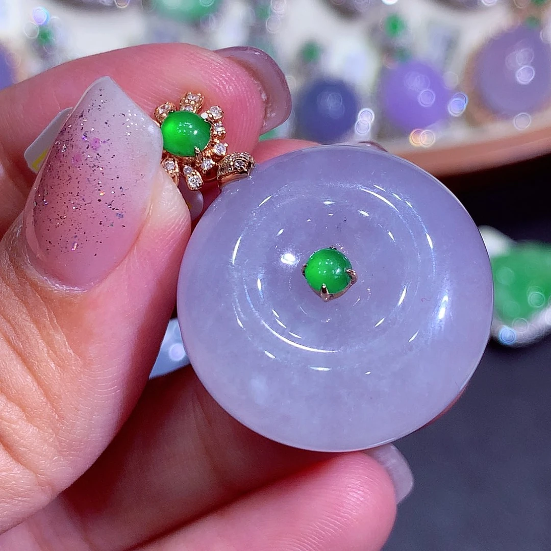 翡翠18K金镶嵌吊坠(不含链)