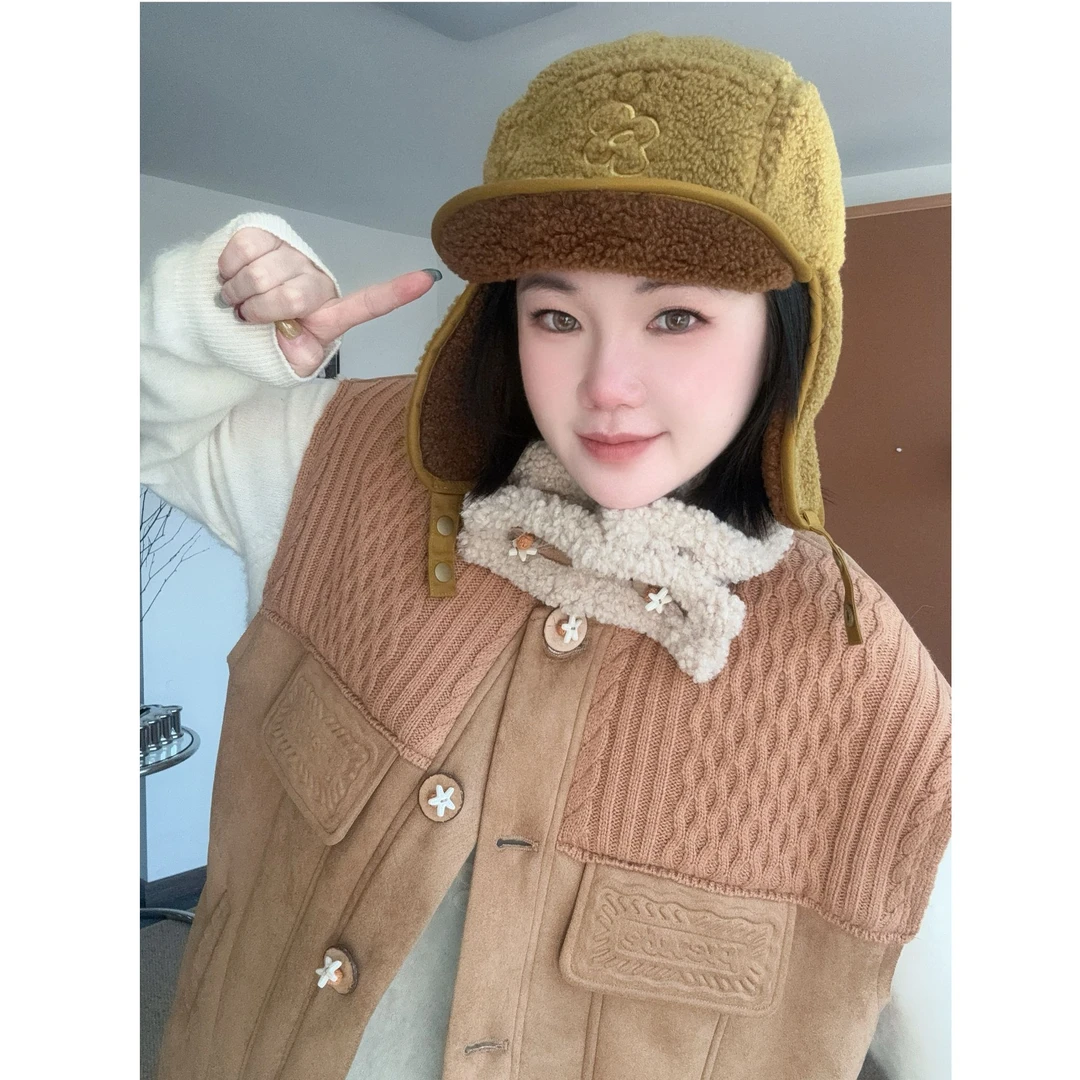 丿未PUREVENUS焦糖Cookies饼干皮毛一体马甲2025冬季新款背心