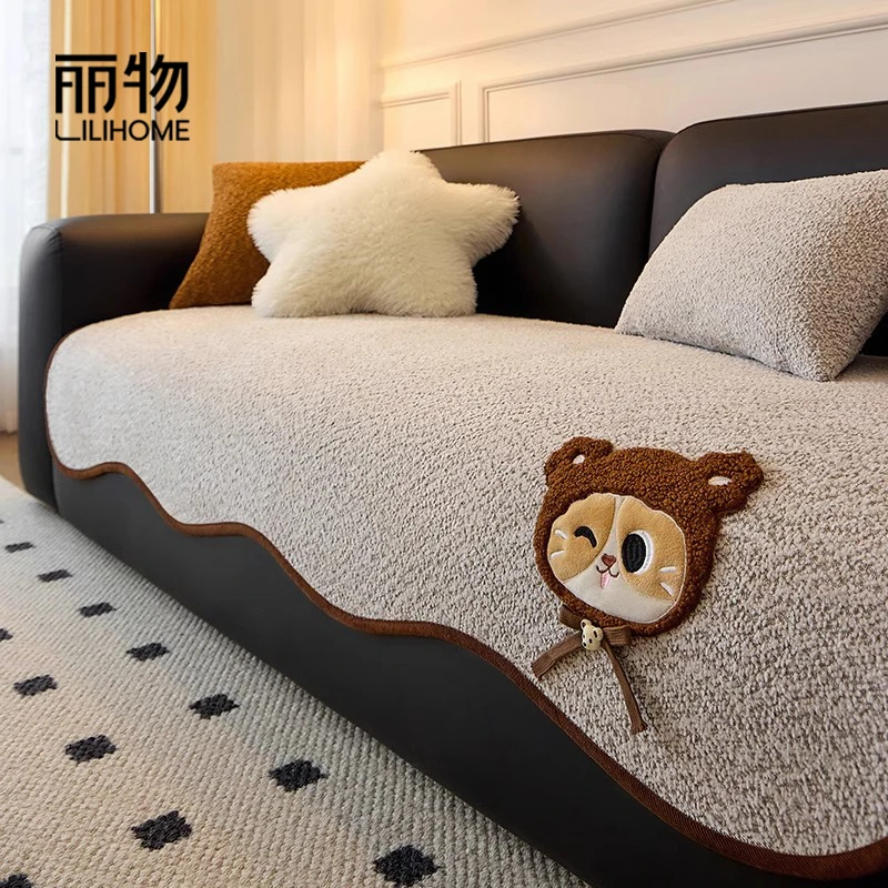 LILIHOME丽物萌猫帽语异形沙发垫四季通用防滑高级感雪尼尔防猫抓