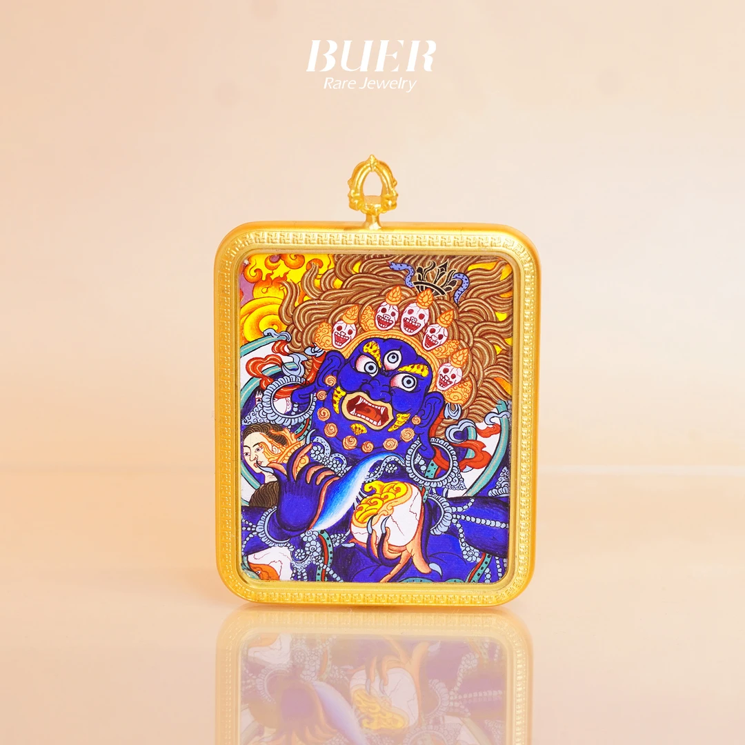合金吊坠 真手绘唐卡 • 大黑天吊坠 5*4cm