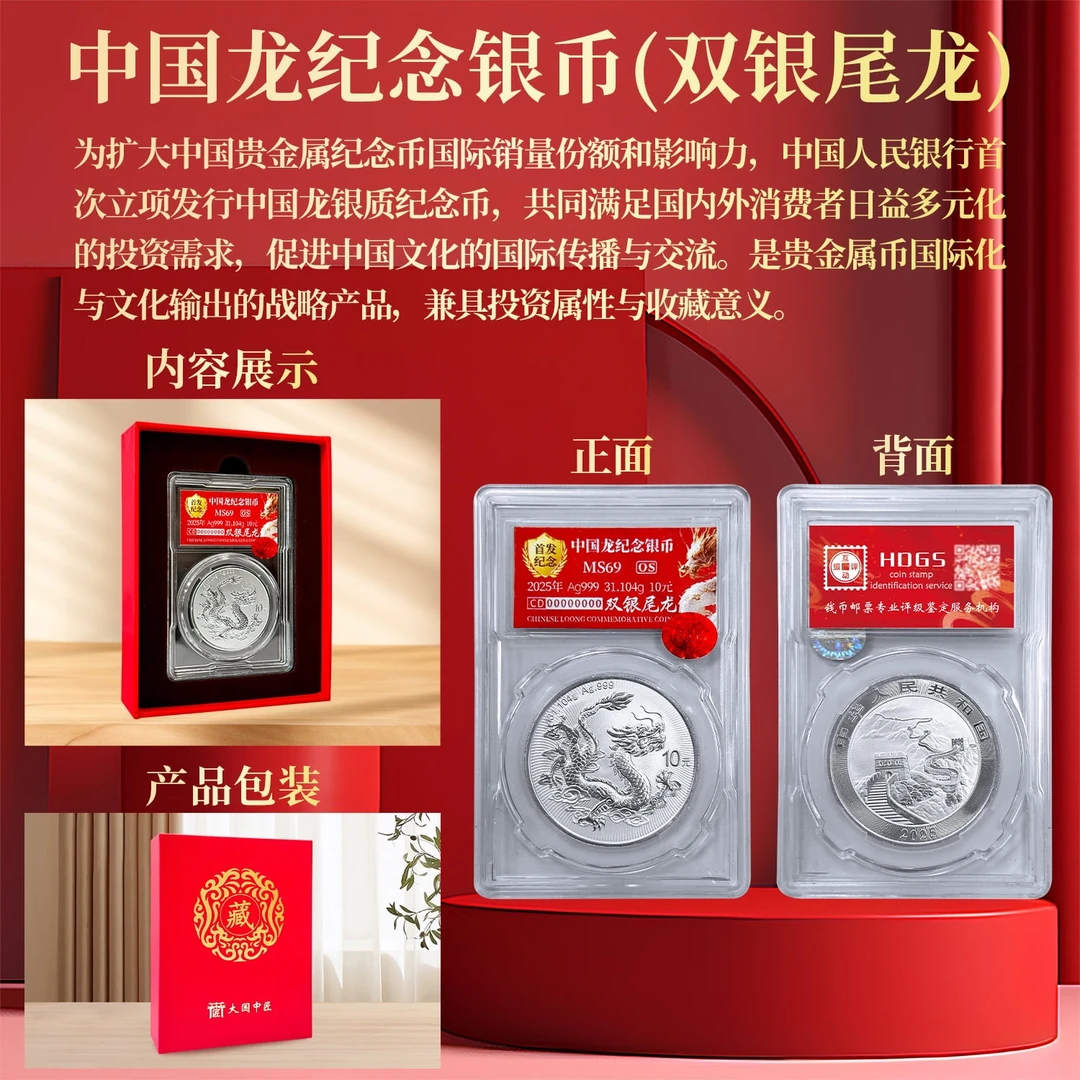 【双银尾龙】2025年中国龙银币单枚  评级封装