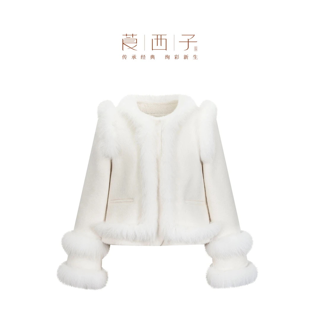 【寒酥】时尚冬季纯色毛呢贵气新款双面呢千金风年服百搭气质款