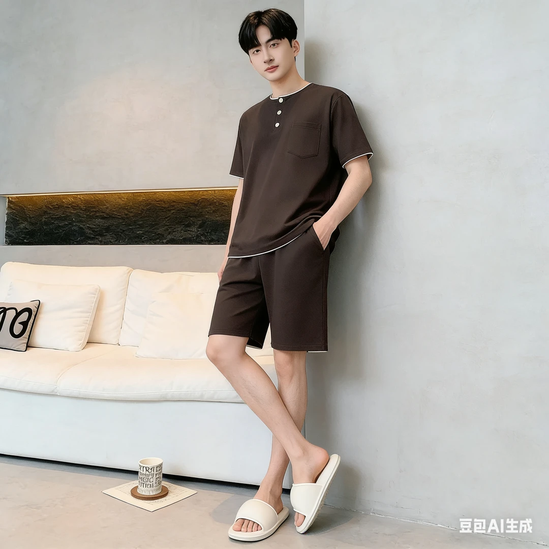 爽棉m-4xl男士夏季（短袖短裤）宽松可外穿休闲睡衣套装