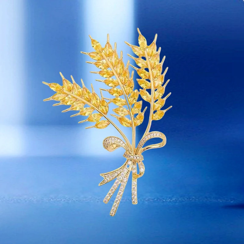 新款金色麦穗胸针女款潮外套大衣精致百搭大麦胸花别