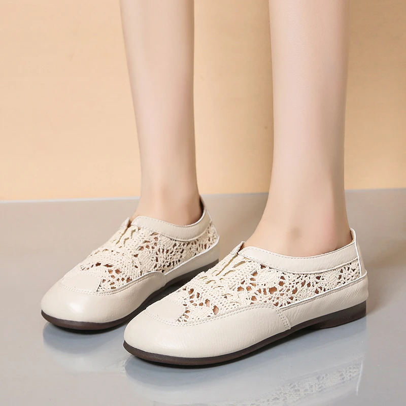 镂空中口防滑休闲薄款透气单鞋女鞋春秋软底舒适练功鞋