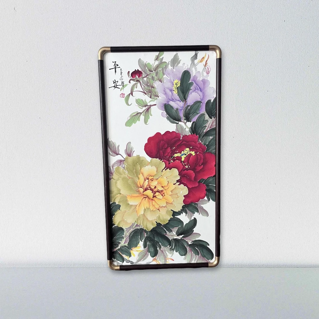 带框 手绘国画书法35×67厘米~国画《平安》