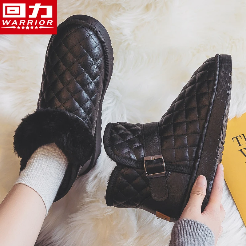 回力女鞋雪地靴2025年冬季新款短靴加绒防滑保暖面包女生棉鞋子FX