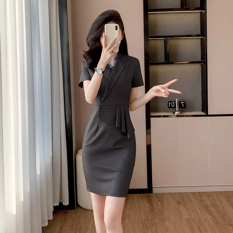 正式场合西装连衣裙女夏高级感职业装气质名媛风ol医美前台工作服