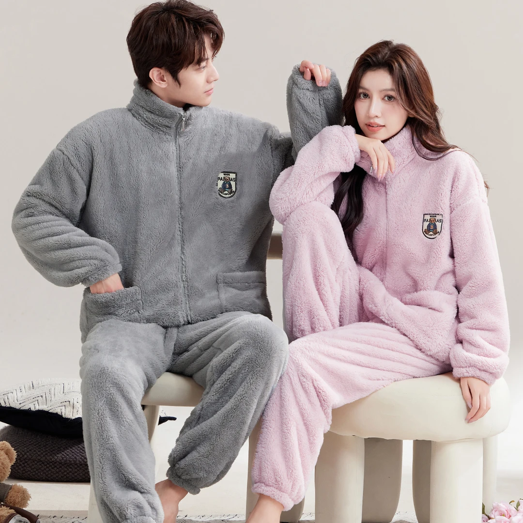 【蓄热保暖】雪花绒情侣秋冬新款男加厚暖绒保暖家居服睡衣套装女