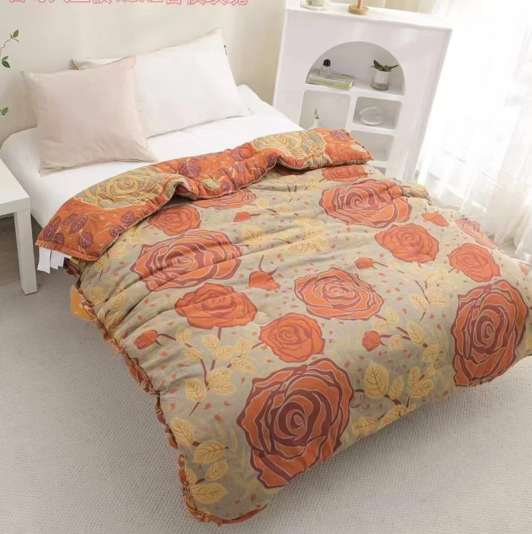 【香槟玫瑰-被套】高定A类母婴级双层纱