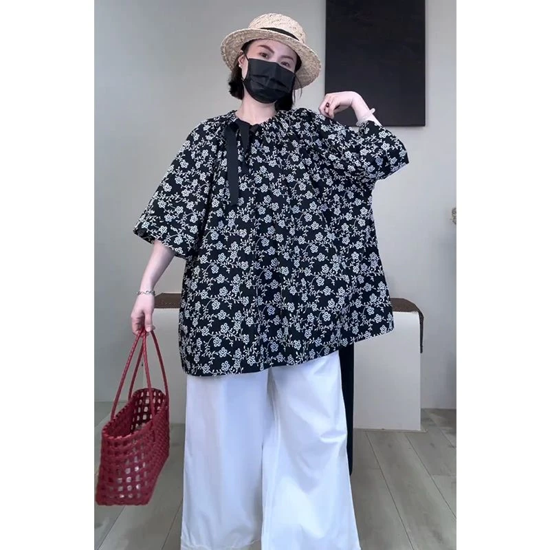 韩版爆款百搭宽松印花衬衫女欧洲站2025夏季新款时髦休闲短袖上衣