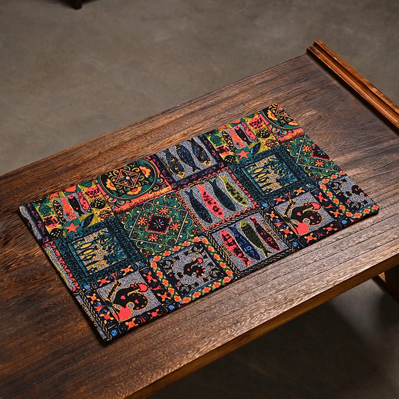 手工布艺双面印花加厚茶席茶垫隔热吸水茶具茶道干泡席