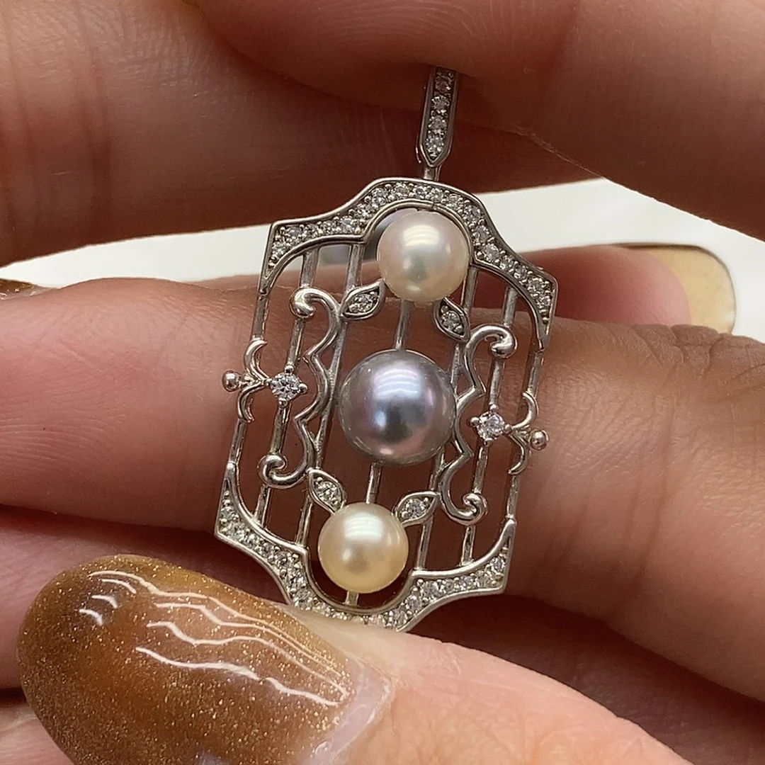 吊坠(不含链)海水珍珠银S925镶嵌