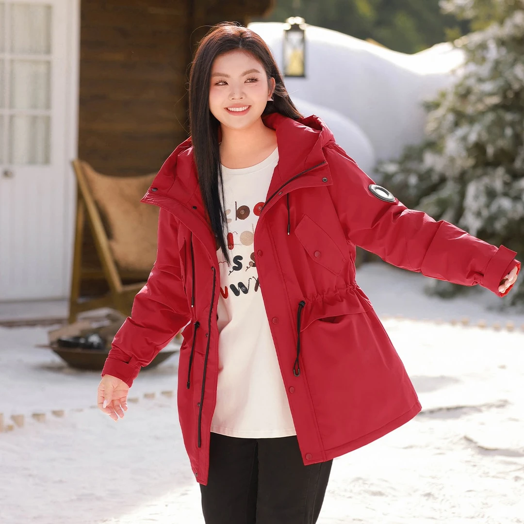 【山系暖奢90白鸭绒无缝压胶】MsShe大码女装冲锋羽绒服S~M2410011