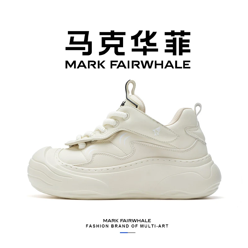马克华菲情侣鞋开口笑防撞鞋厚底增高休闲男女运动小白鞋子