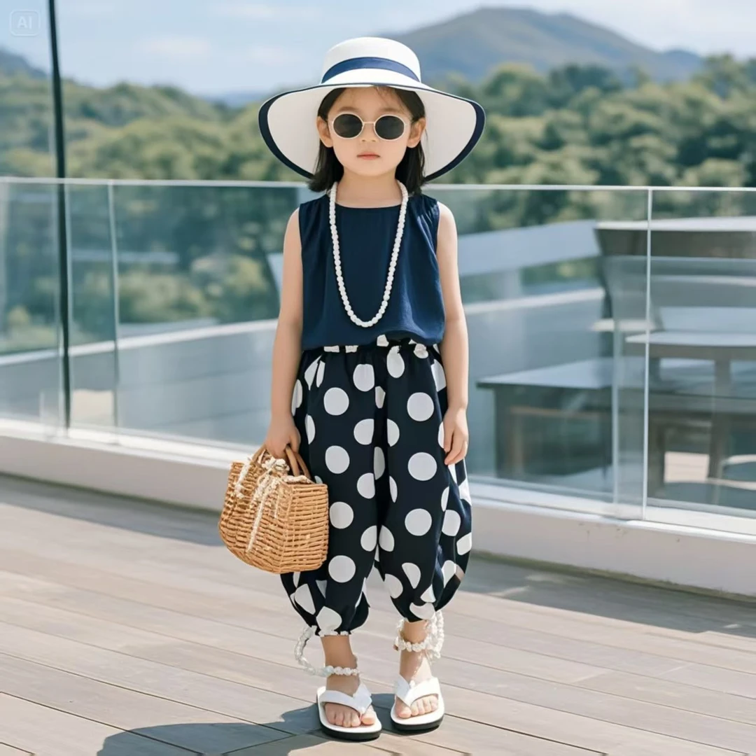 【清仓】男童女童宽松波点韩版防蚊裤速干裤时尚潮夏季