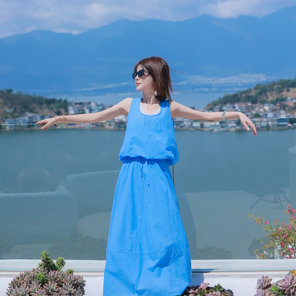 【香香专属】“沁水蓝天”2025新款欧若风度假风上衣裙子一整套63789