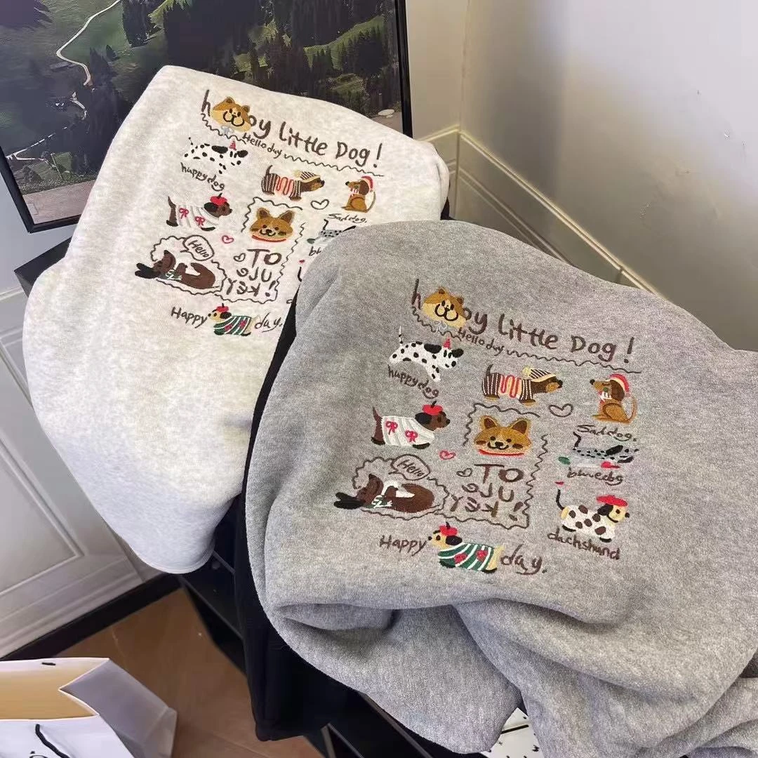 冬季新款刺绣狗狗撞色毛巾布打底A9529