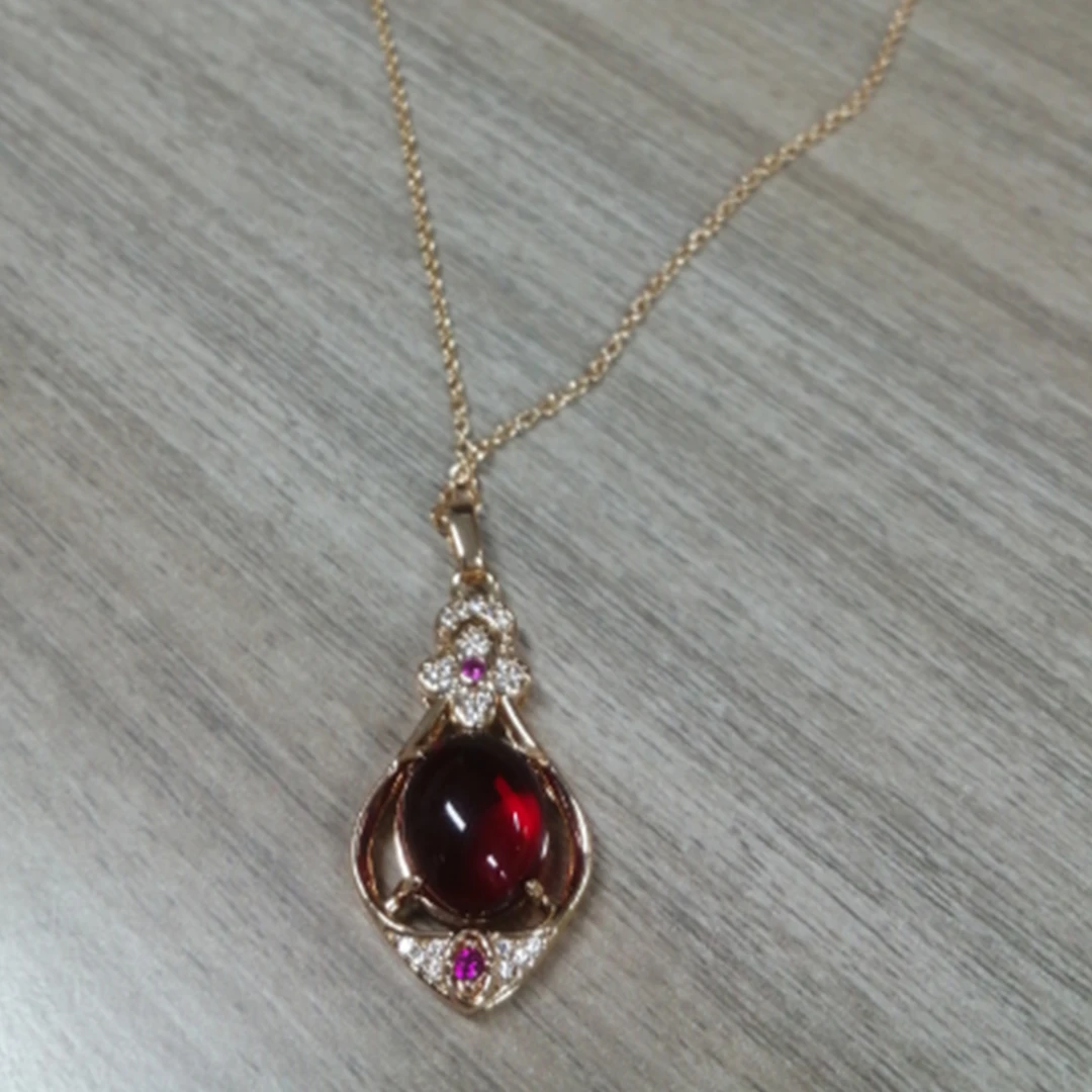 铜合金项链 轻奢小众红色复古镶嵌高级感气质清新项链  GPC-5122