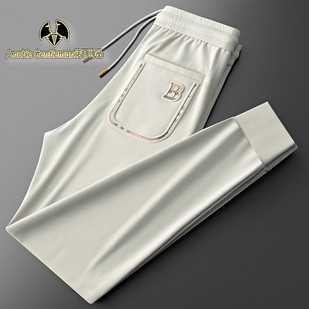 夏季顺滑抗皱速干冰丝裤子男时尚潮流男士运动小脚卫裤薄款休闲裤