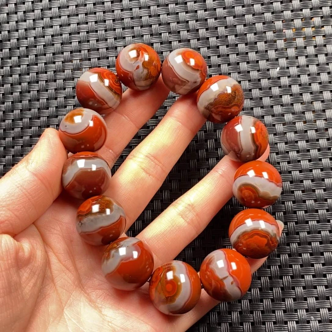 玛瑙/玉髓手串未镶嵌F***花战国红手串