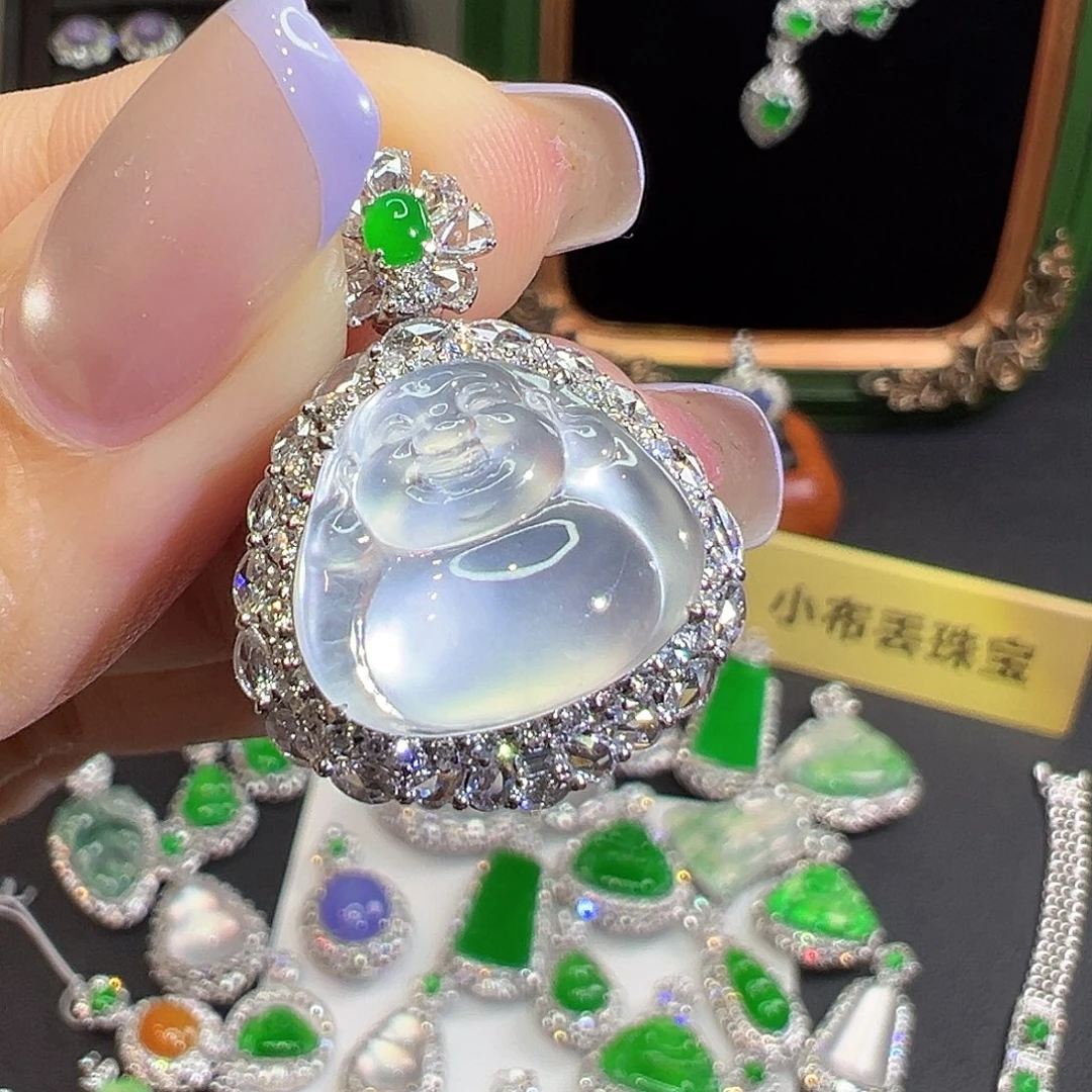 翡翠18K金镶嵌吊坠(不含链)翡翠