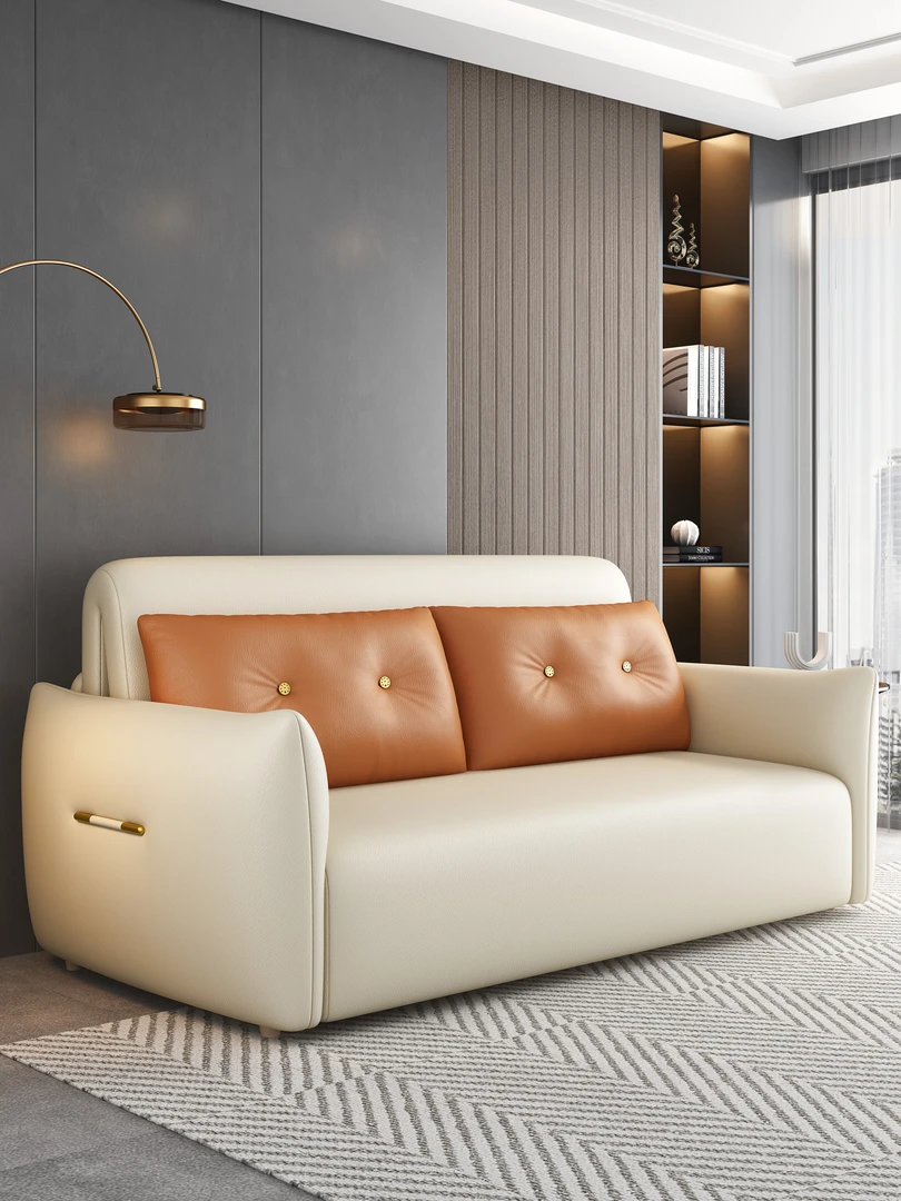 616 北欧风 意式 现代风轻奢风 卧室家用智能电动沙发床猫爪皮