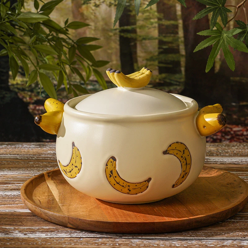 香蕉砂锅耐高温家用陶瓷煲汤锅明火燃气灶专用一人食小容量炖汤锅
