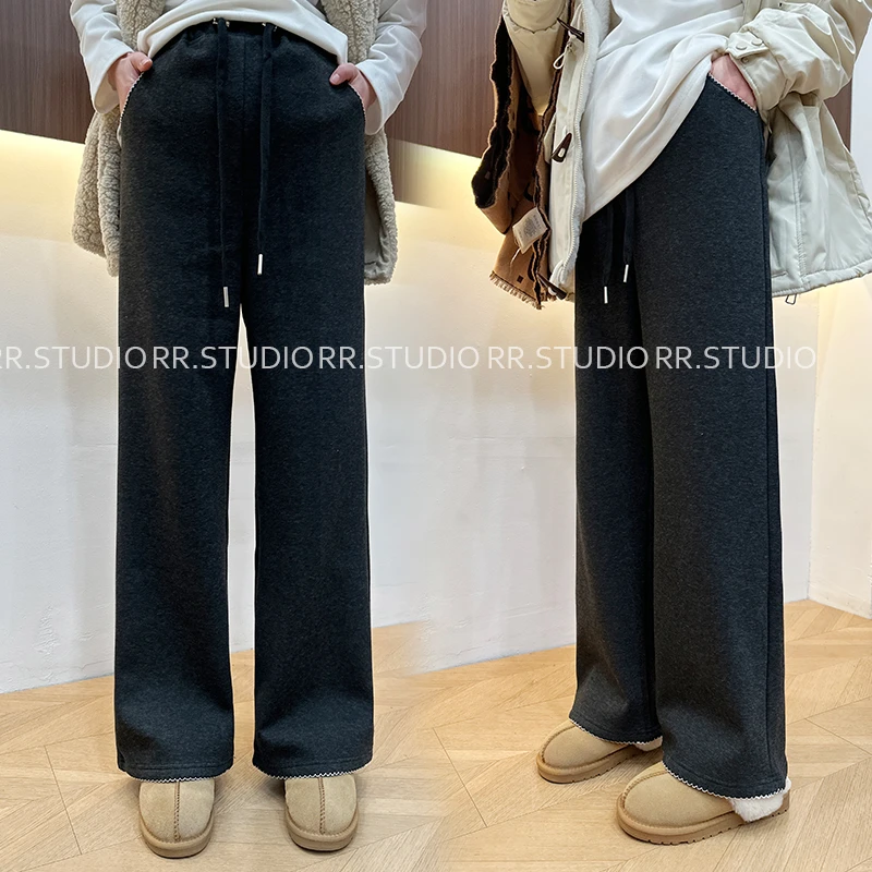 瑞家秋冬加绒加厚孕妇直筒裤高腰无托腹韩版休闲显瘦长裤DY2626