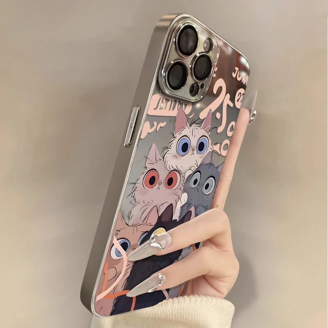 液态金属瞪眼猫咪适用苹果16手机壳iphone15华为oppo小米vivo防摔