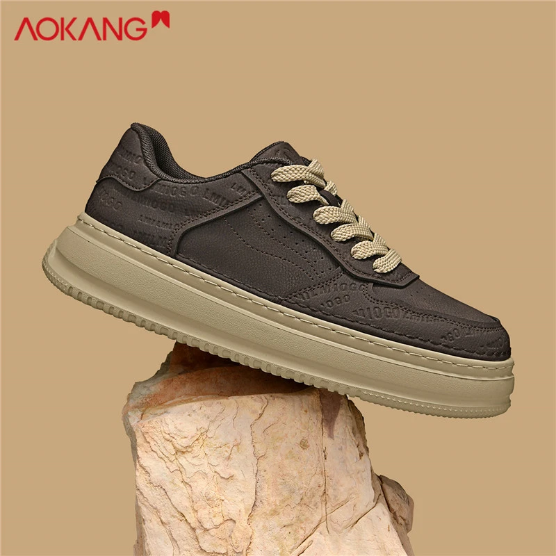 Aokang/奥康栗子褐2025秋季欧若风百搭低帮防滑耐磨45大码男鞋
