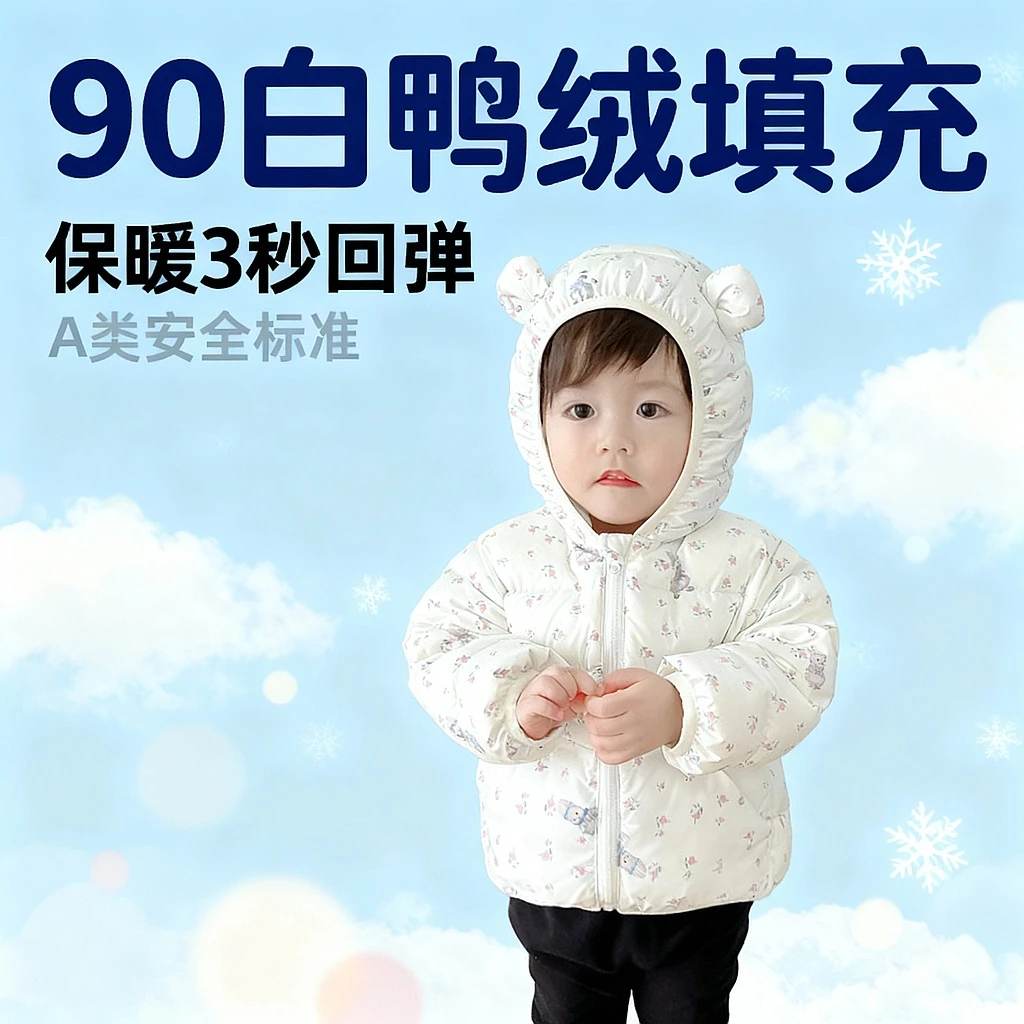 班纳之家中性款男女宝宝加厚90白鸭绒羽绒服外套儿童冬季外套衣服