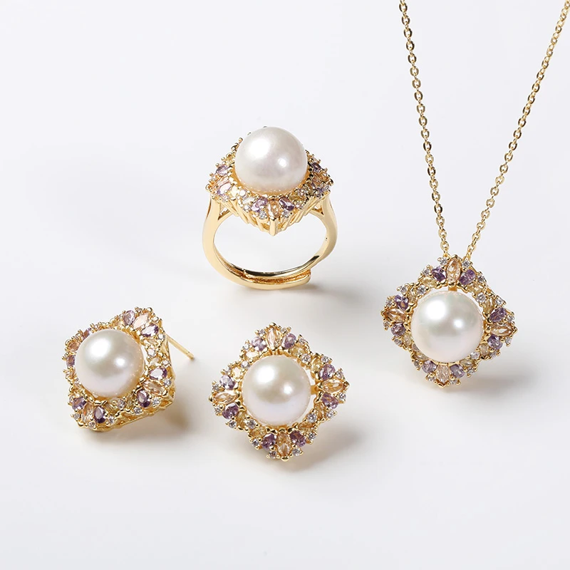 【周舟老师专属】淡水无核9-10mm8-9mm珍珠三件套X6462001T