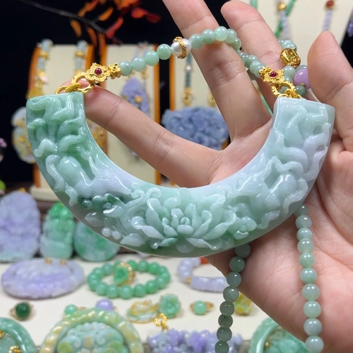 @***驴翡翠未镶嵌项链天然翡翠