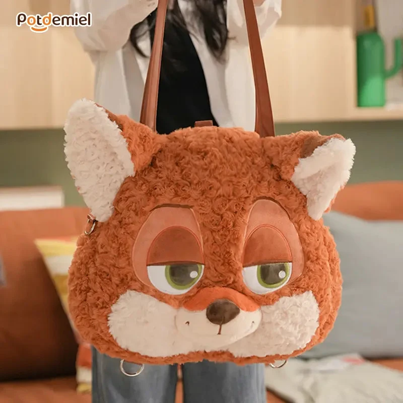 【乐园必备】迪士尼疯狂动物城尼克朱迪玫瑰绒大脸包可爱毛绒双肩包