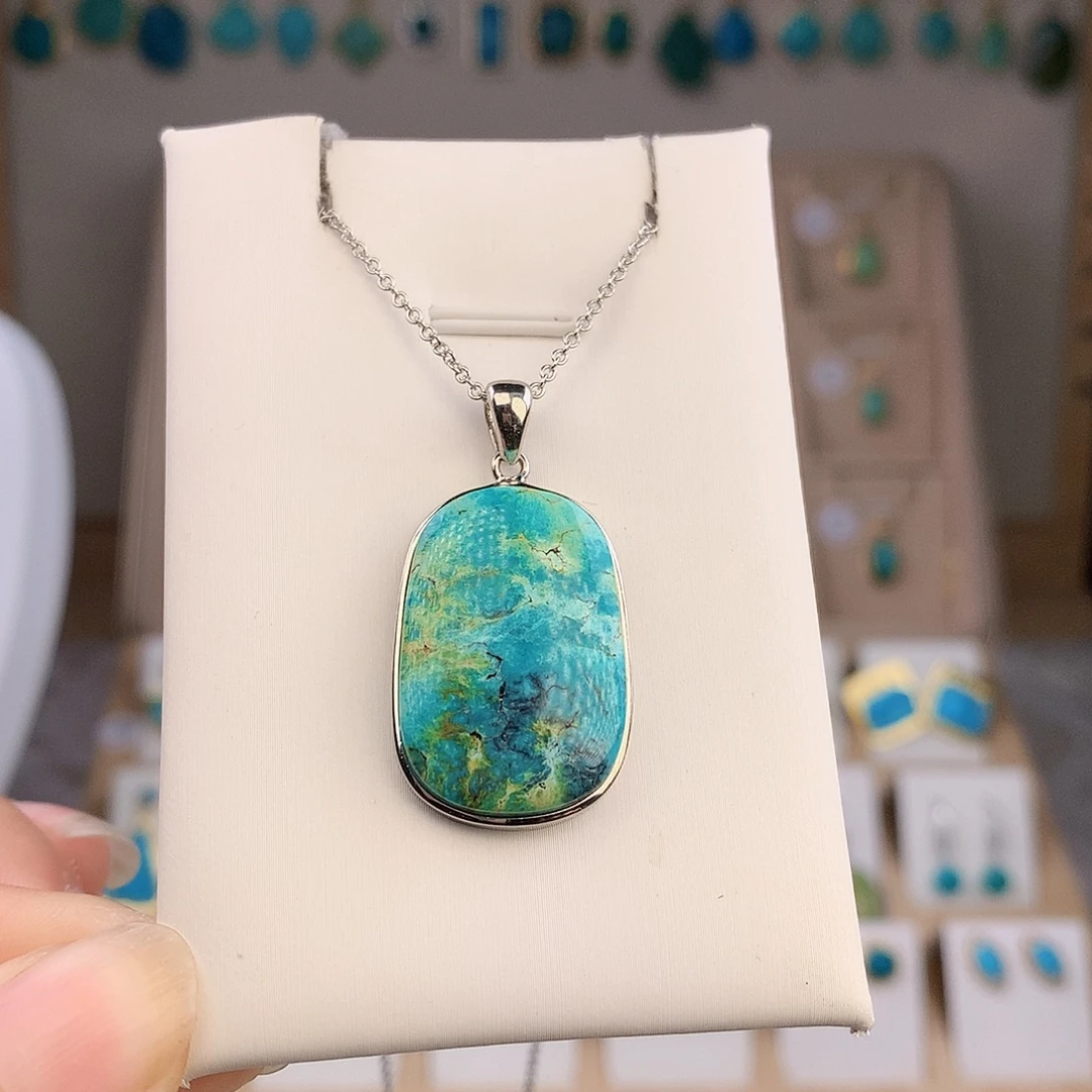 绿松石银S925镶嵌颈饰