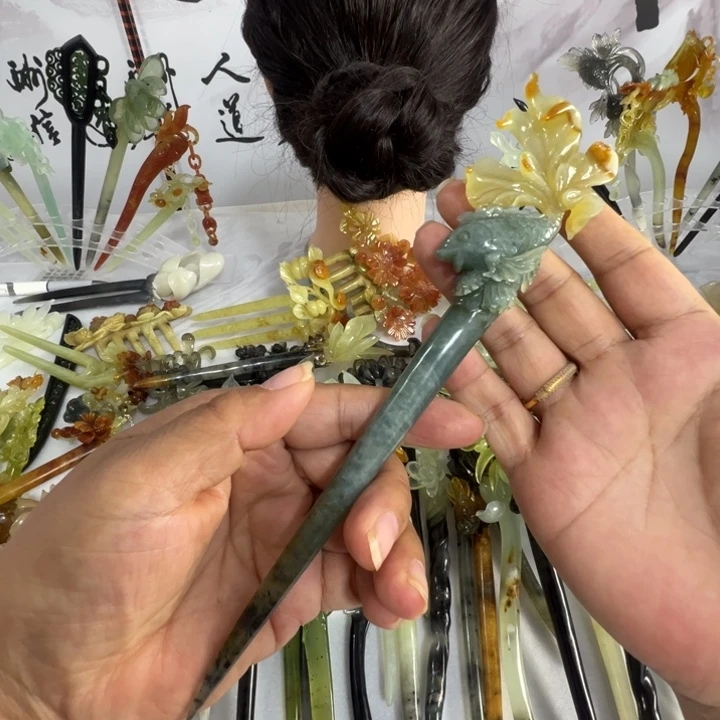 蛇纹石玉未镶嵌发饰