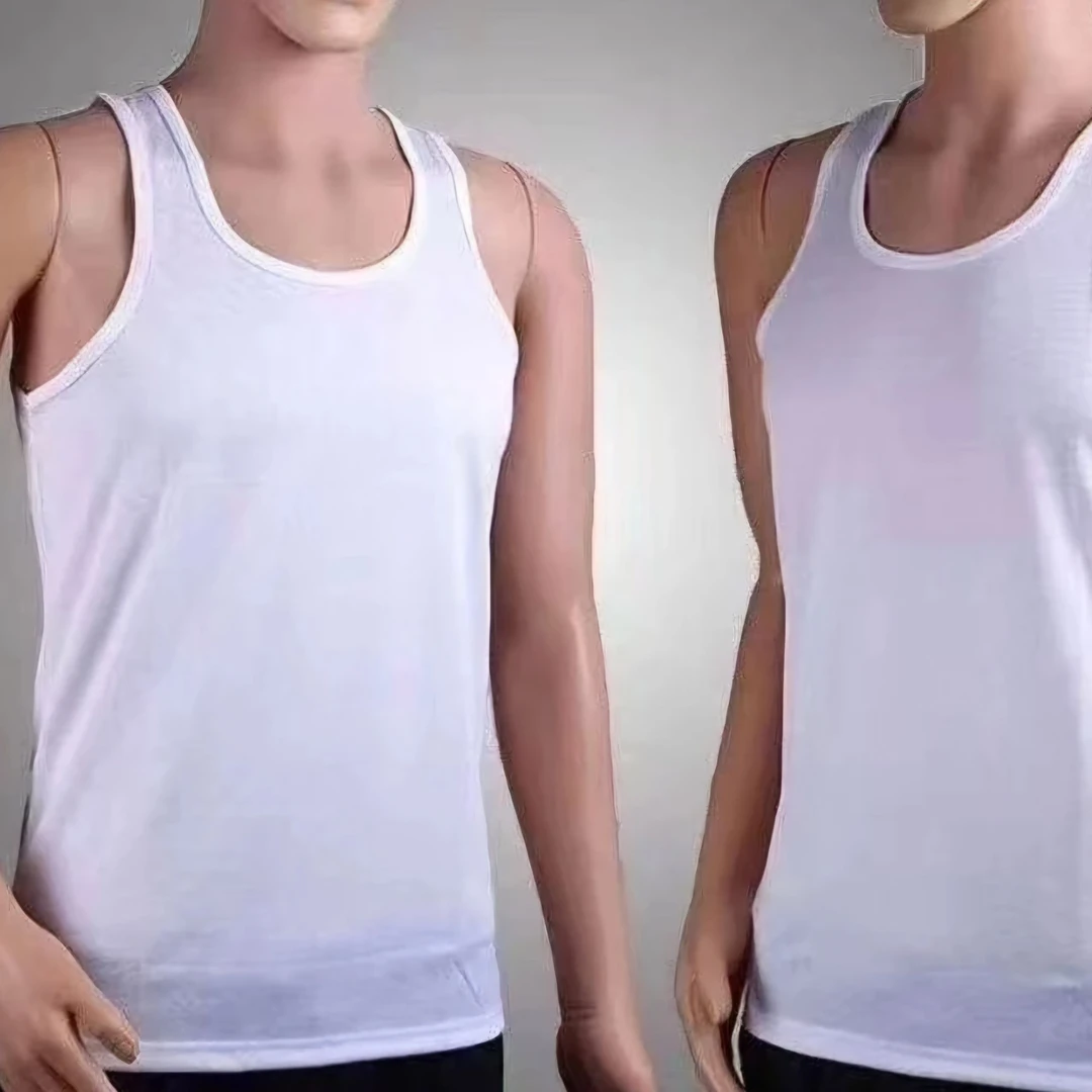 男士夏季运动健身速干纯色无袖透气圆领弹力宽松大码打底背心上衣
