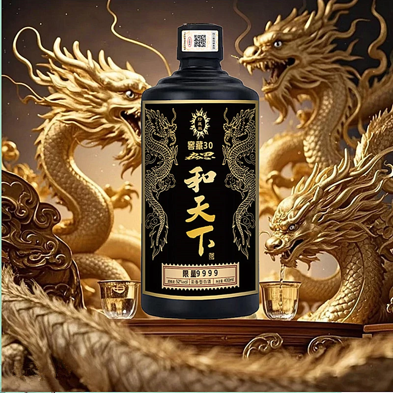 勰和天下Y黑金珍藏和天下窖藏30浓香型纯粮酒1瓶简装52度400ML
