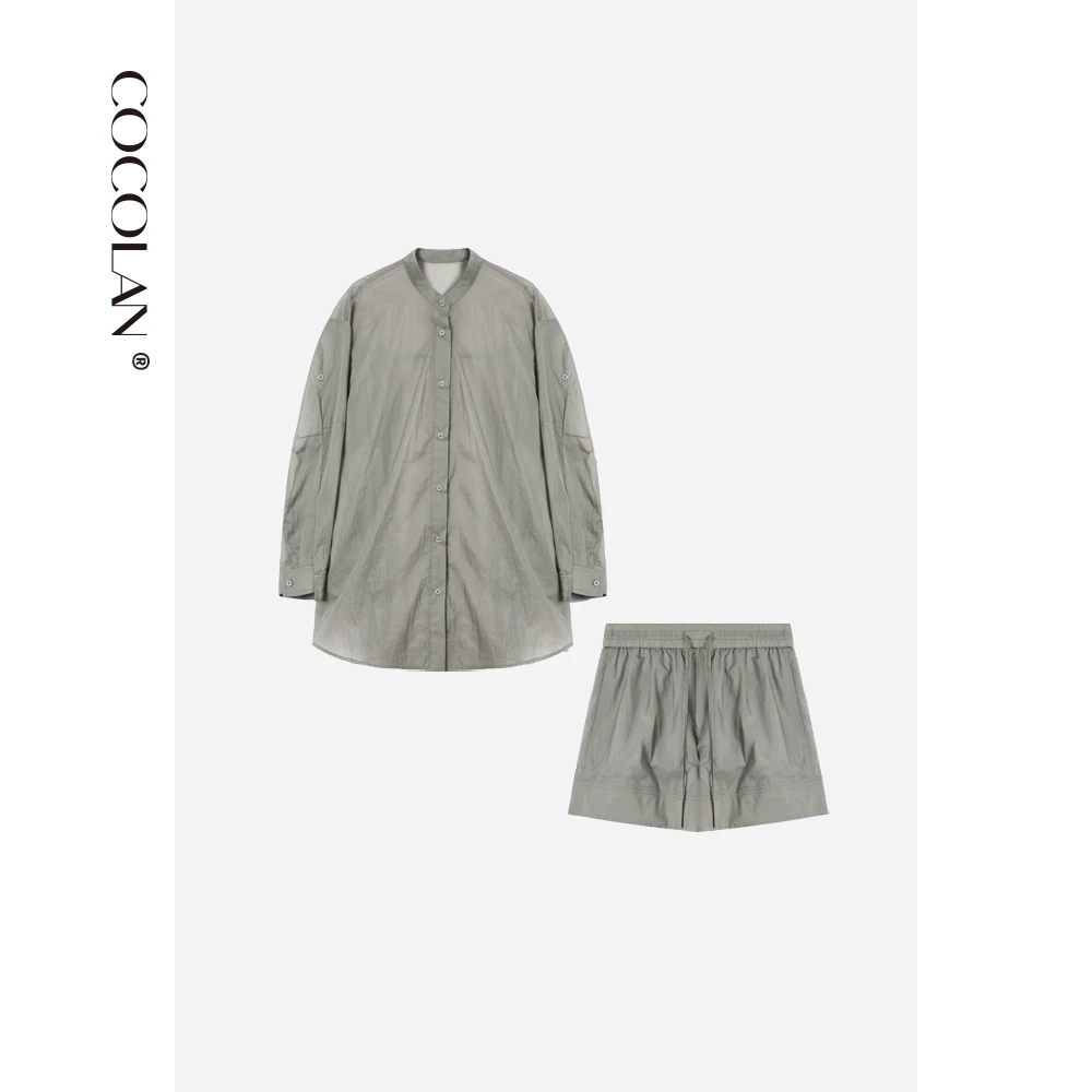 COCOLAN【瓦松套装】夏季女长袖衬衫防晒套装CL3TZ6389