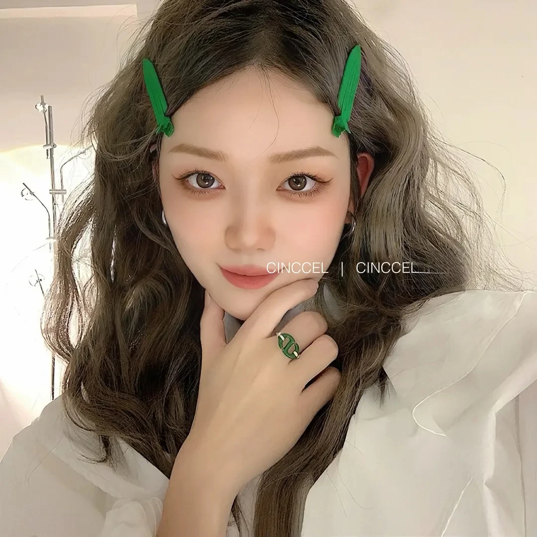 欧美个性设计感字母绿色发夹ins百搭简约无痕刘海夹发卡发饰女