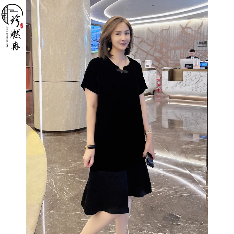 【珍珍优选】【经典丝绒】新中式夏季显瘦气质轻奢国风连衣裙Q-61365