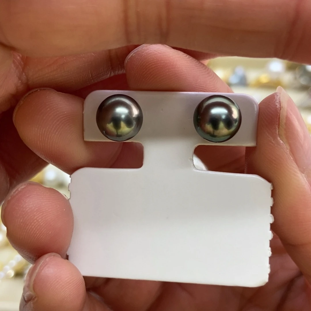 海水珍珠耳饰银S925镶嵌