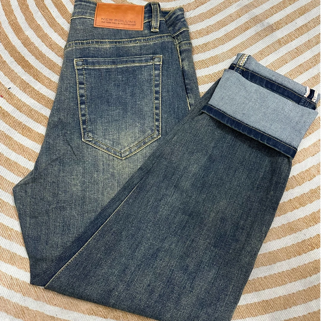 春夏季高端九分牛仔裤男修身直筒弹力百搭男士复古休闲潮流长裤子