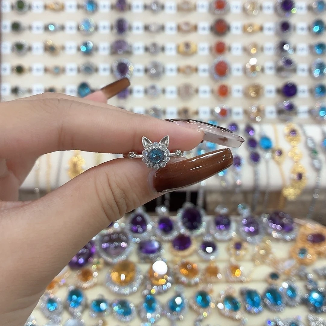 托帕石银S925镶嵌戒指