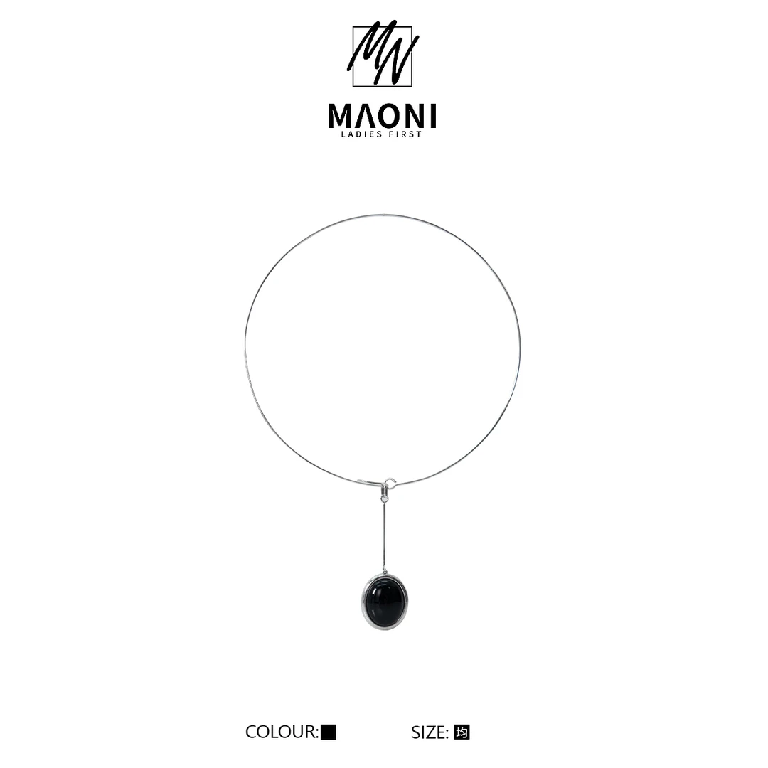 合金项链 毛妮Peshe【小众轻奢】冷淡简约个性黑色项链DX8812